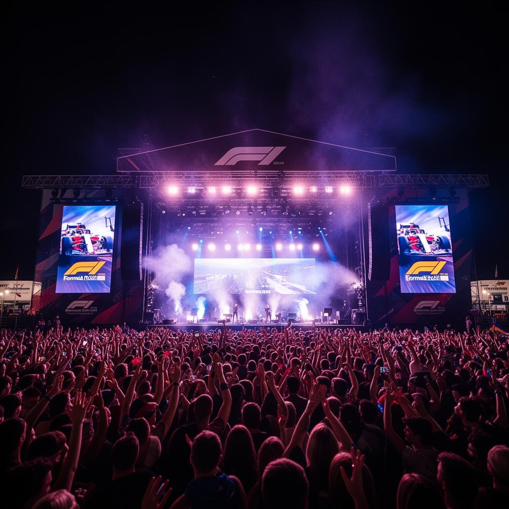 Formula 1 YASALAM fanzone concert stage at night